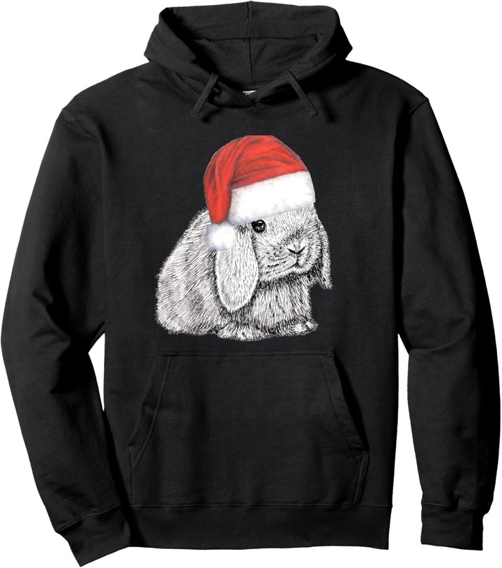 Zwerg Hängeohr Häschen im Weihnachtsmann Weihnachtshut Pullover Hoodie