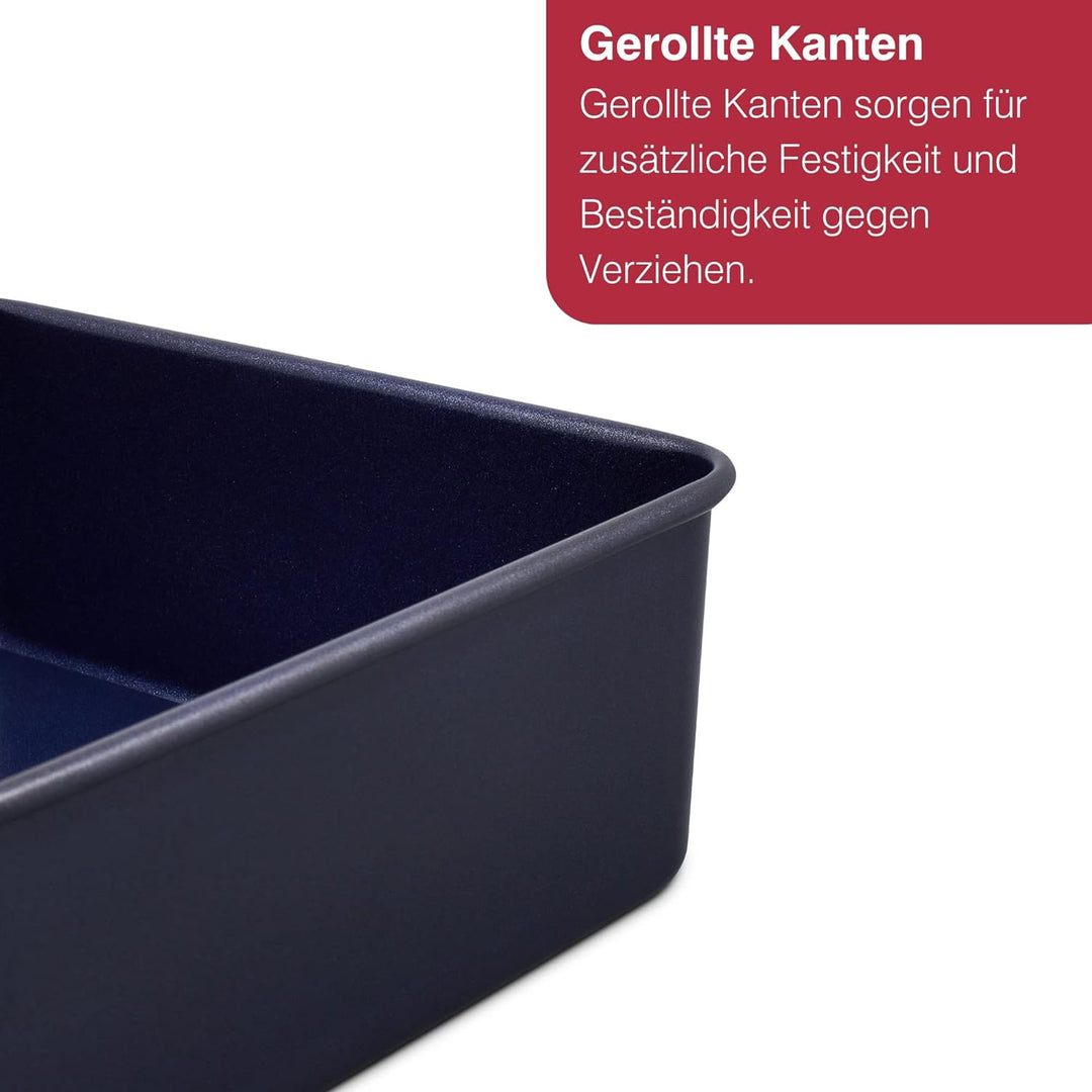 Zyliss E980201 Quadratische Backform, Antihaftbeschichtung, Carbonstahl, Dunkelblau, Quadratische Ku