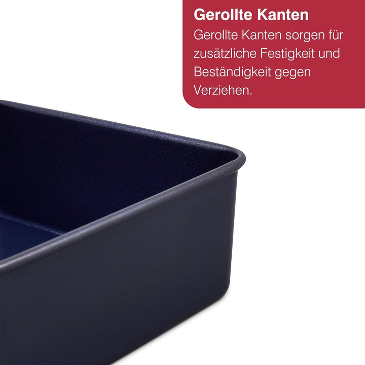 Zyliss E980201 Quadratische Backform, Antihaftbeschichtung, Carbonstahl, Dunkelblau, Quadratische Ku