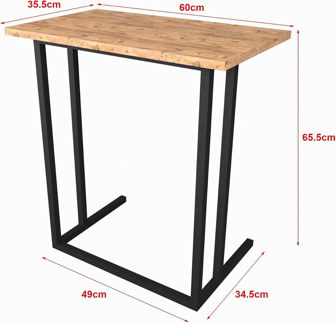 [en.casa] Laptoptisch Högsby Beistelltisch in C-Form Coffeetisch mit Metallgestell Sofatisch für Woh