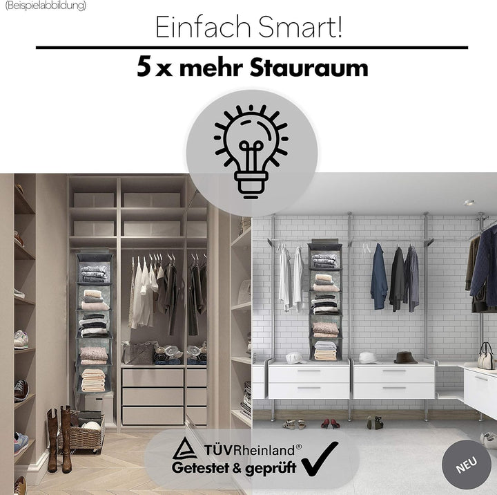 SB Trading - Schrank Organizer inkl. Schubladen Ordnungssystem aus Stoff - Kleiderschrank Hängeregal