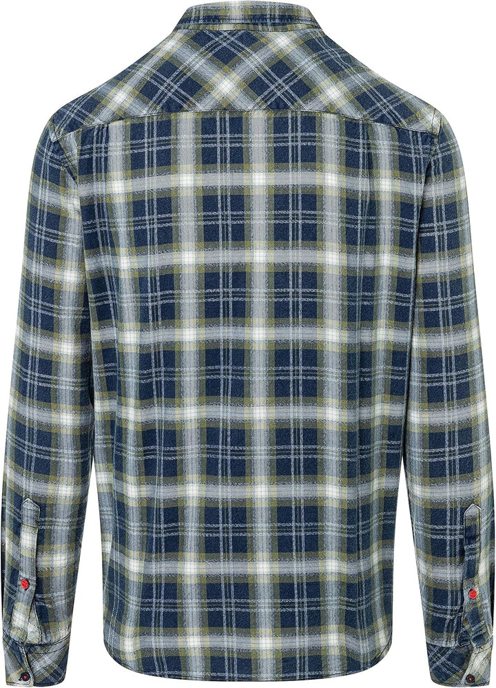 Timezone Herren Effect Weave Check Shirt Hemd M Ocher Navy, M Ocher Navy