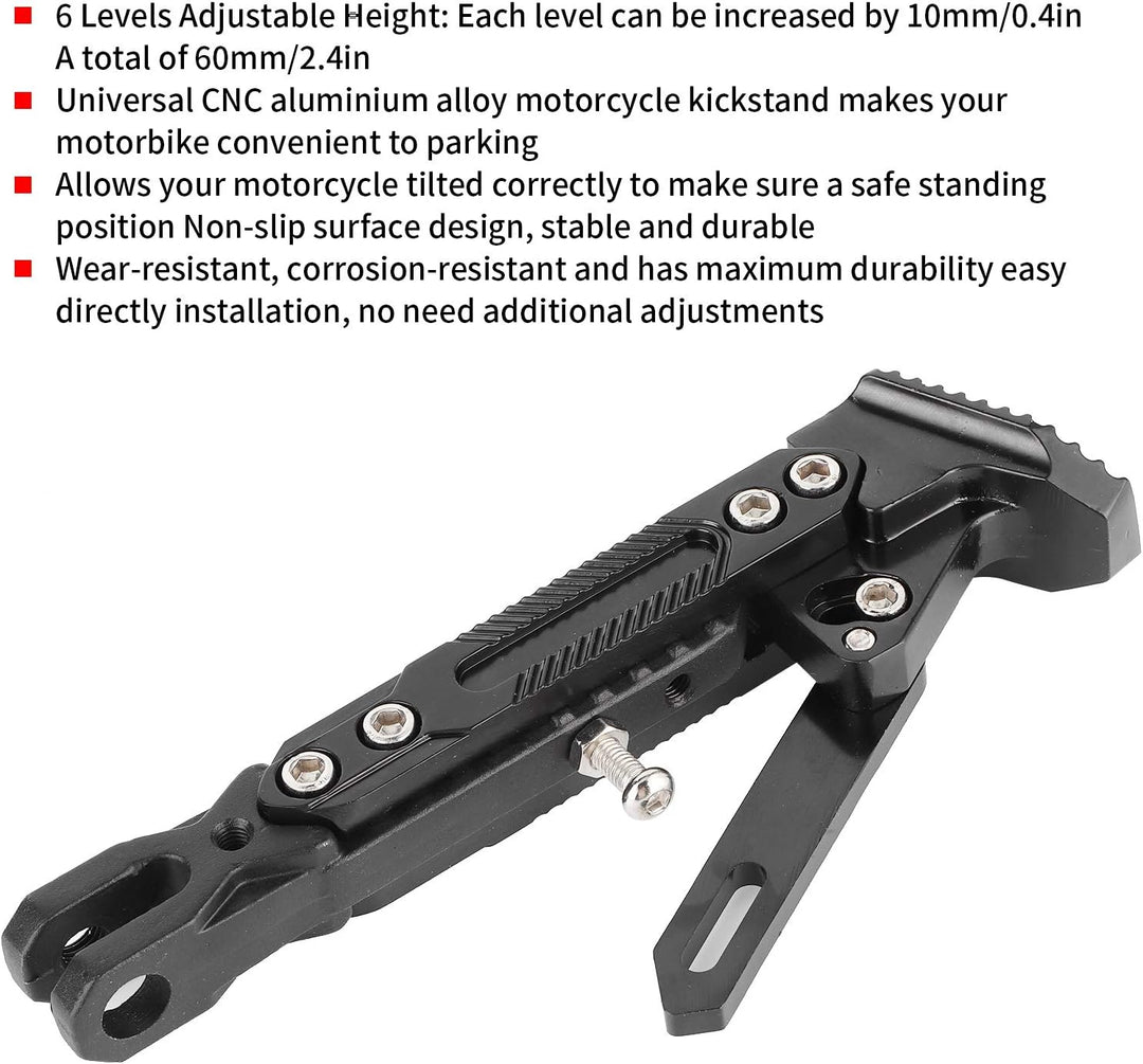 Motorrad Kickstand, Universal Motorcycle Side Stand Verstellbare Fussstütze Parkbein Kickstand Unter