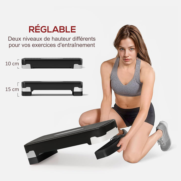 HOMCOM Aerobic Fitness Stepper höhenverstellbar 2 Ebenen rutschfeste Oberfläche PP 68 x 29 x 15 cm,