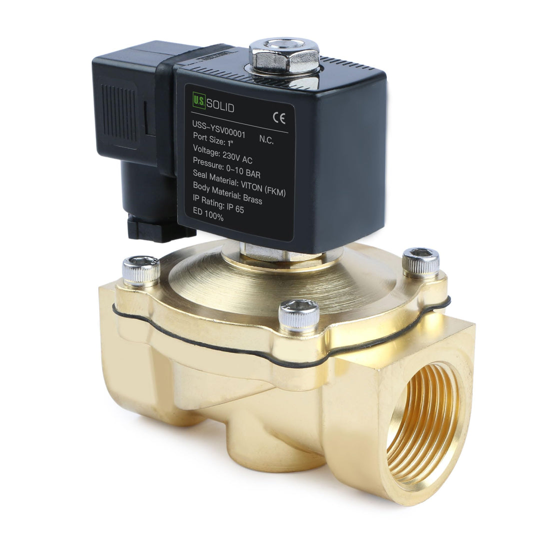 U.S. Solid Solenoid Valve Magnetventil Messing G 1" 230V AC Normal geschlossen NC 0-10 bar, elektris