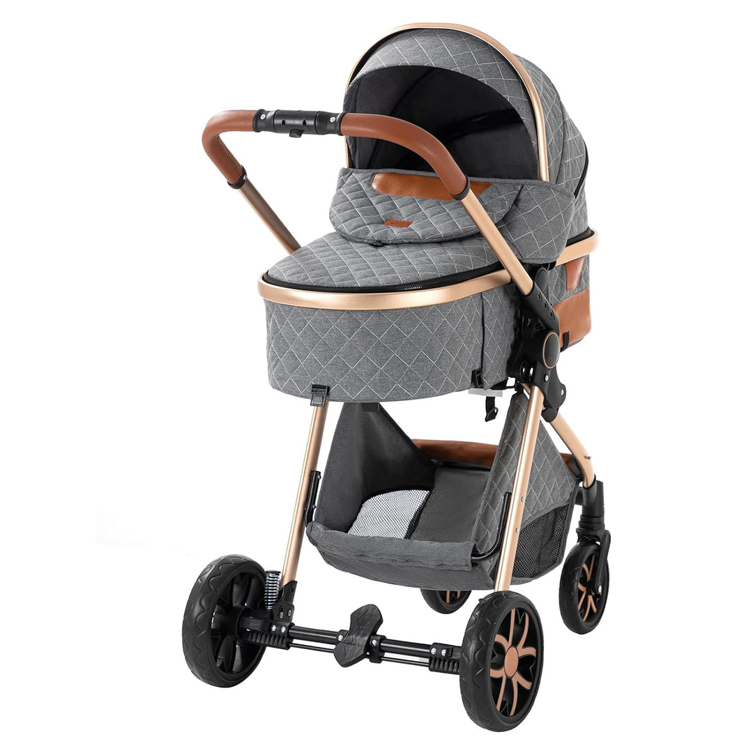 Prokoke Kinderwagen 3 in 1, Kinderwagen Set Einem Klick Faltbar, Kombikinderwagen 3 in 1 mit Umkehrb