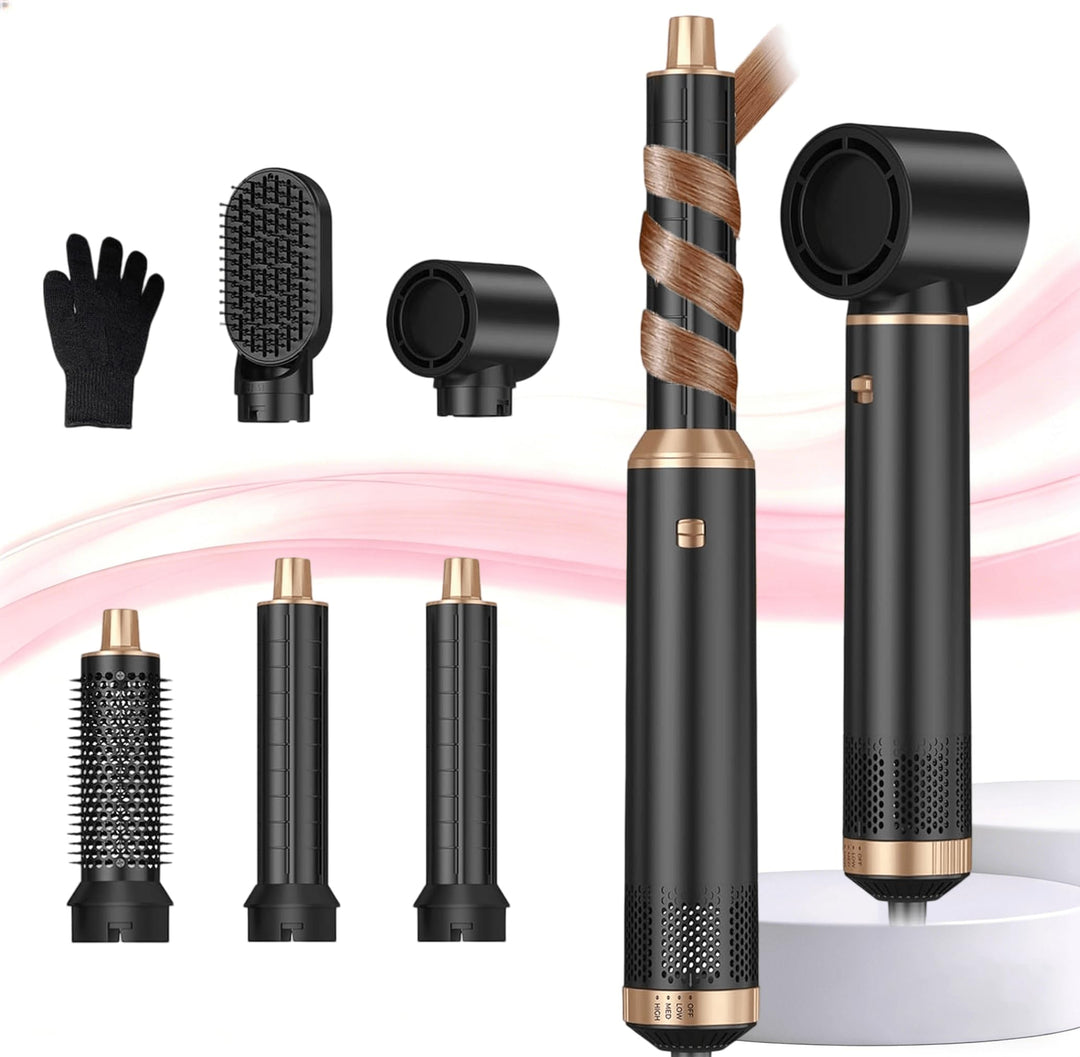 UKLISS 5 in 1 Hairstyler, Airstyler Airbrush Pro 1000w, Föhnbürste Haarstyler, Lockenstab mit Luft L