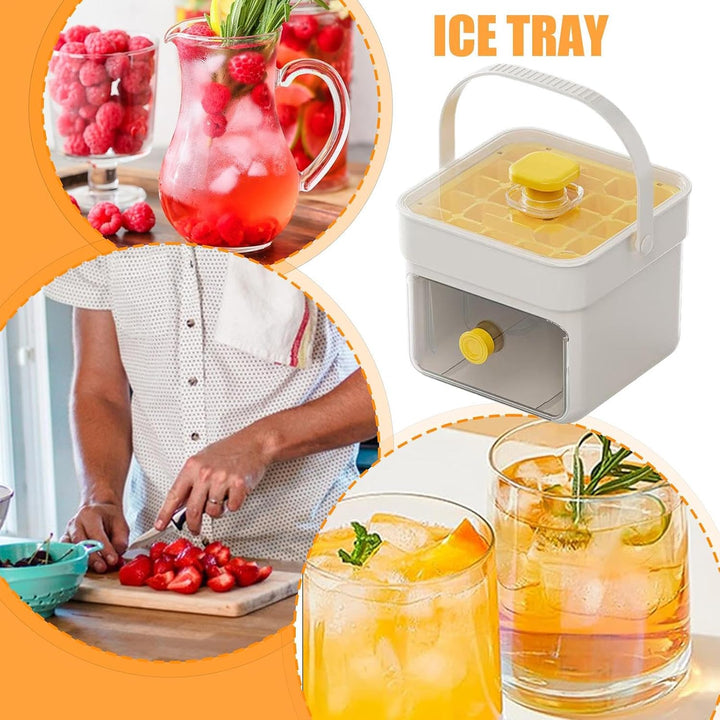 Ice Molds, Ice Maker with Handle Lid, 5.98 x 5.59 x 5.08 Inches Press-Typ Double Layer Design, Kitch