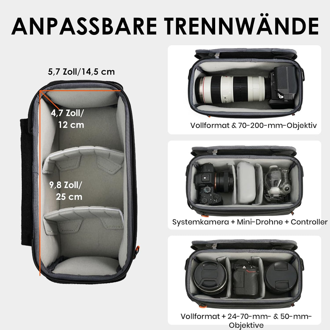 TARION Kamera Einsatztasche Innen Kameratasche: Kamera Einsatz für Rucksack Innentasche Gepolsterte