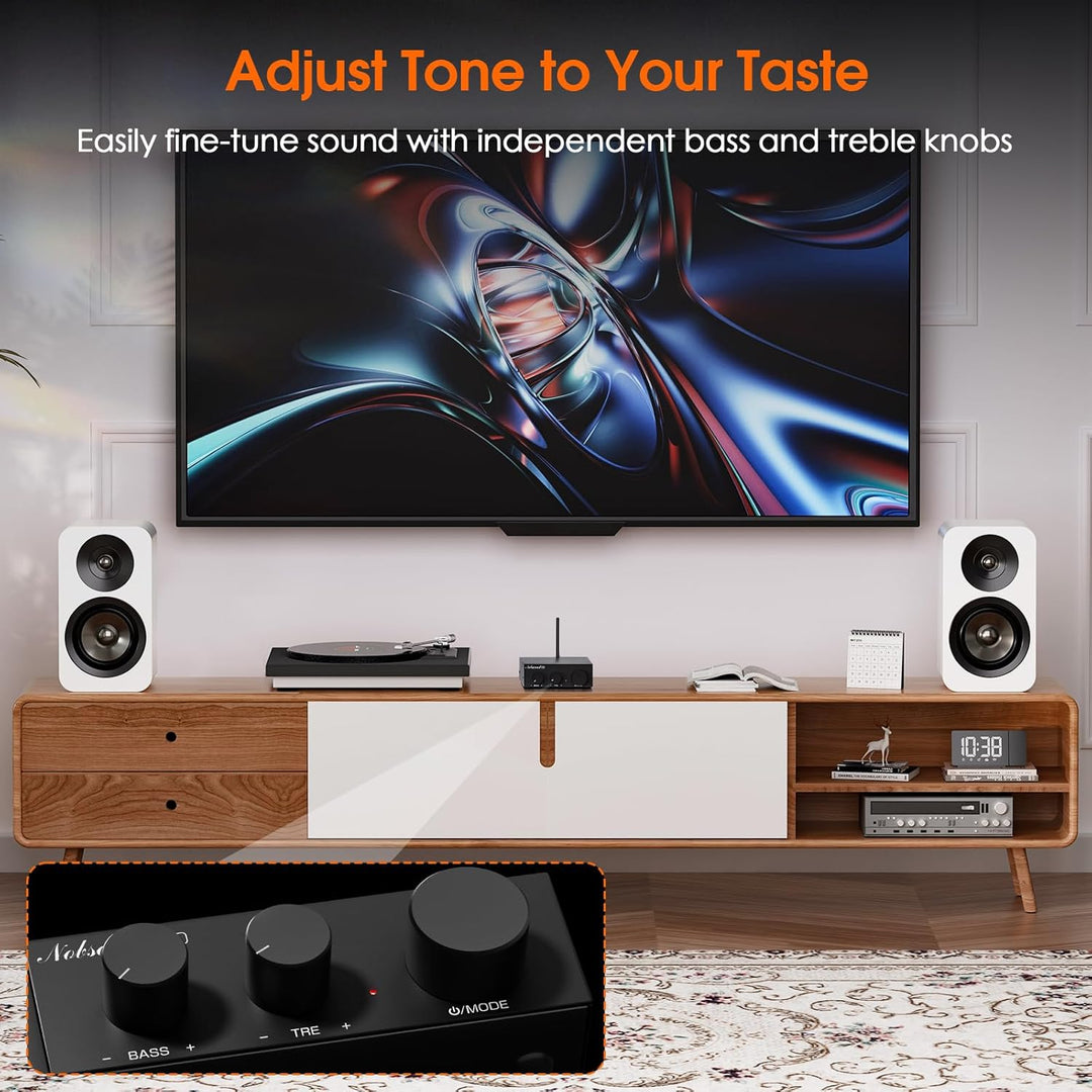 Nobsound Bluetooth 5.0 Stereo Verstärker: Mini Audio 2.0 Kanal Integrierter Verstärker mit Bass-Höhe