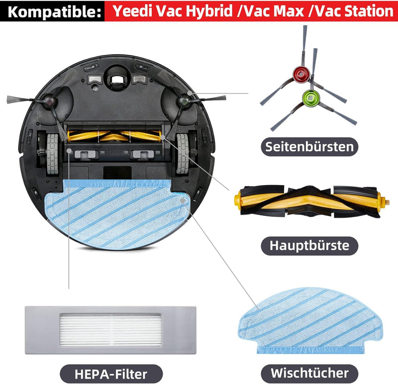 21 Stück Zubehörset für Yeedi vac Hybrid/Yeedi vac Max/Yeedi vac Station Staubsauger Ersatzteile 2 H