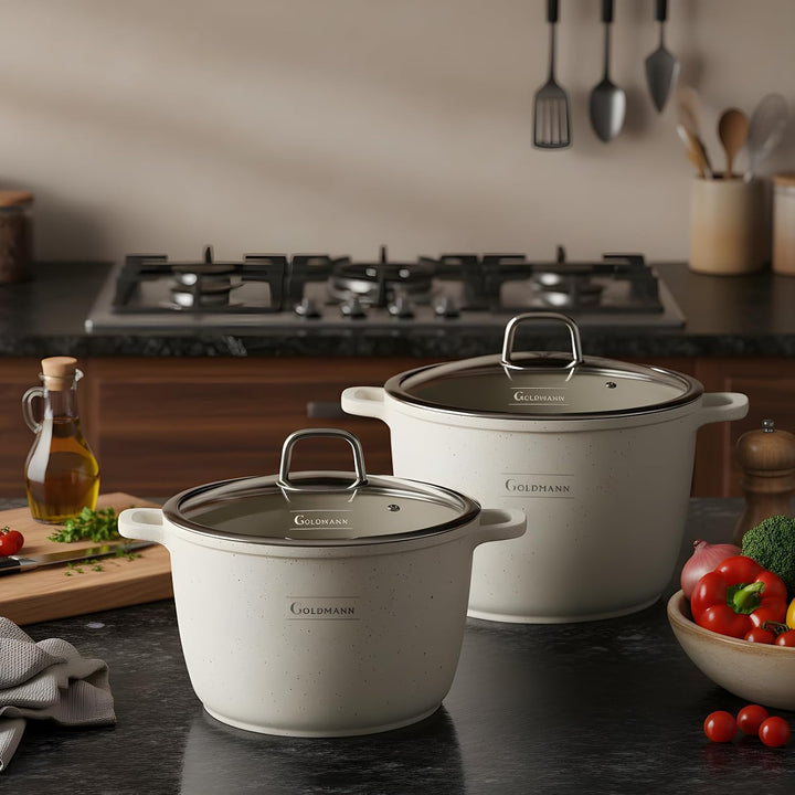 GOLDMANN 20 CM Aluguss Kochtopf 4L | Suppentopf Schmortopf induktionsgeeignet mit Keramik Antihaftbe
