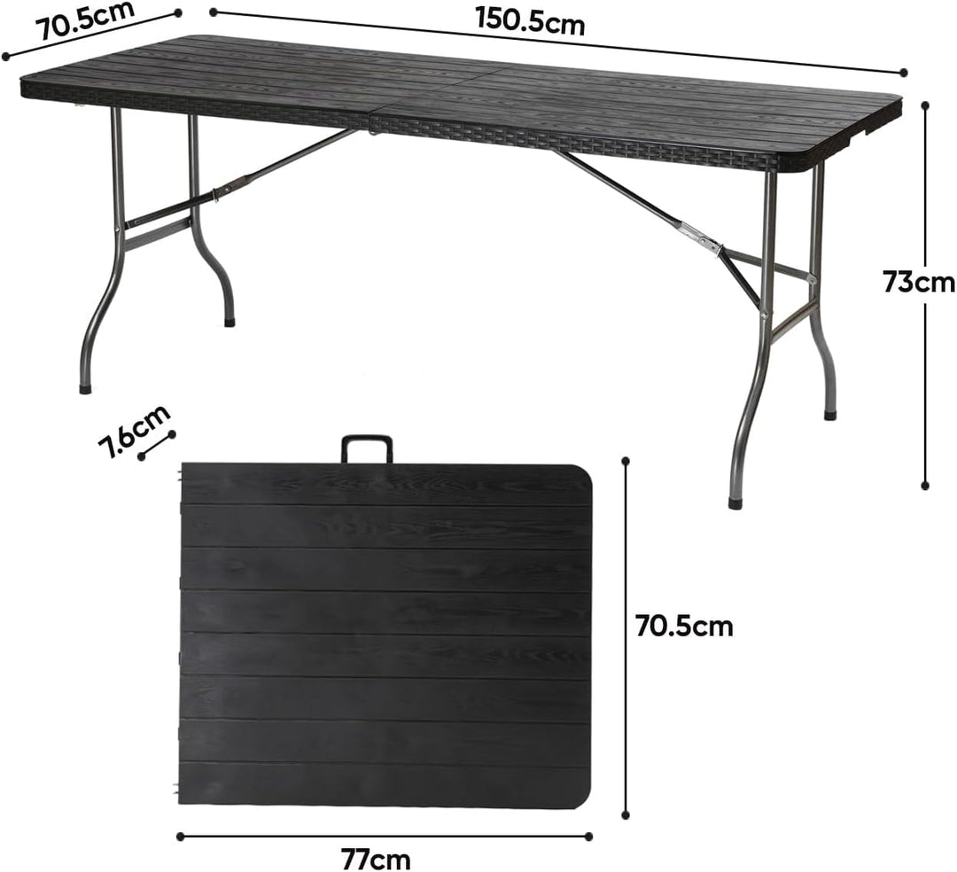 Sekey Gartentisch Klappbar Wetterfest, Holzoptik Klapptisch Campingtisch mit Tragegriff, 6 Personen