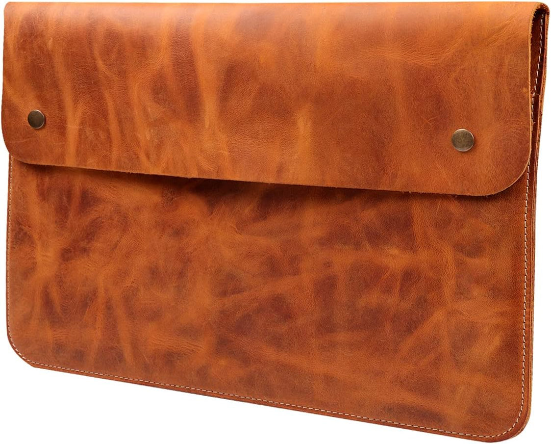MegaGear Genuine Leather MacBook Bag for 15 & 16 Inch - Camel Camel 15-16 inches, Camel 15-16 inches