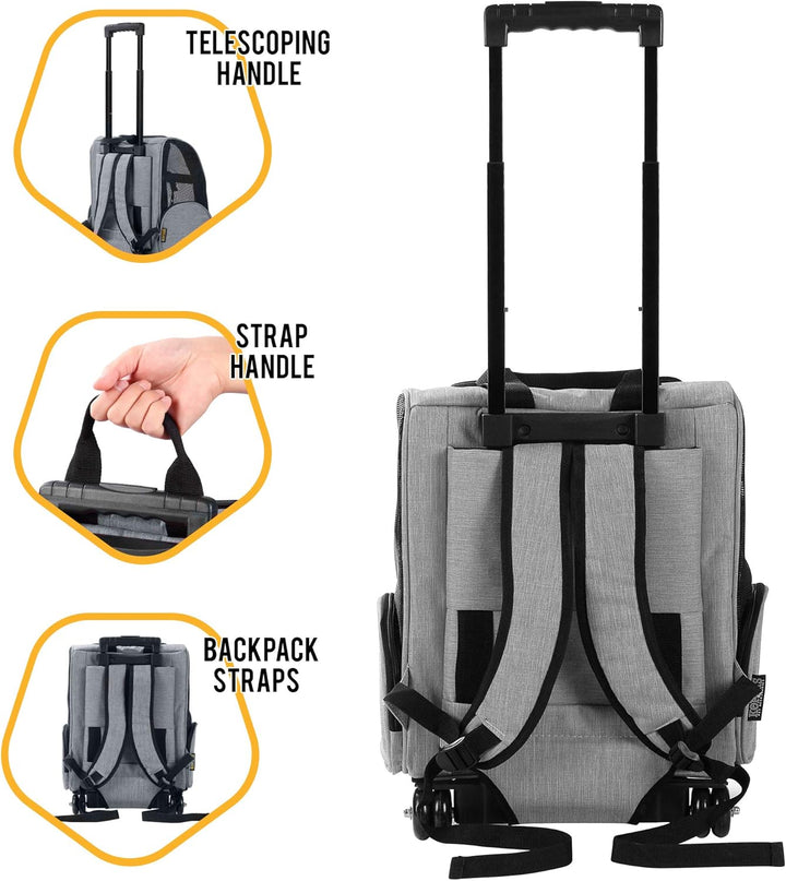 KOPEKS Deluxe-Rucksack/Reisetasche für Haustiere mit Doppelrollen, Large, grau grau L 39 x B 32 x H