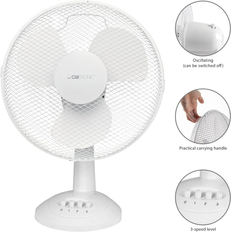 Clatronic Ventilator für Tisch/Tischventilator VL 3602; Mini-Fan für Schlafzimmer, Büro, Wohnmobil;