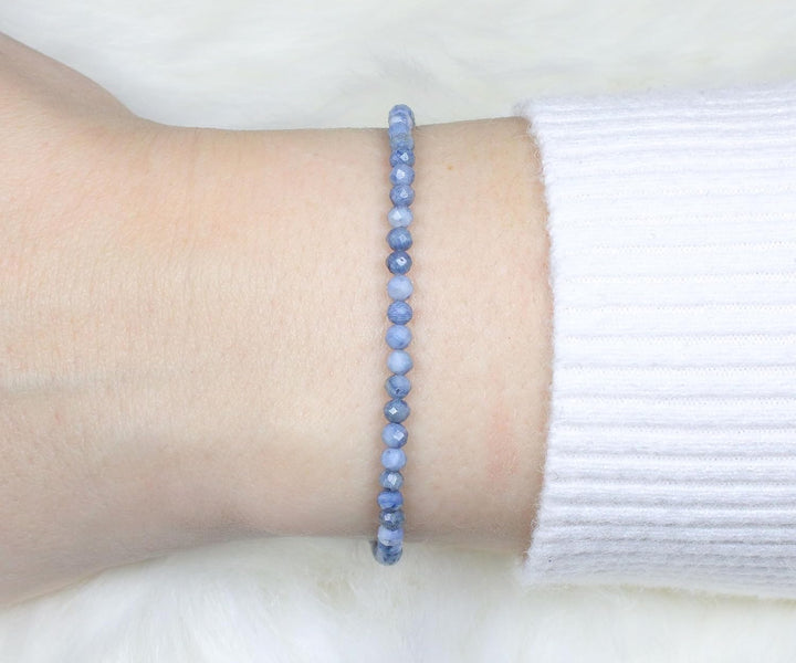 Echtes Edelstein Armband mit facettierten 3mm Perlen - verschiedene Längen - Heilstein Schutzstein E