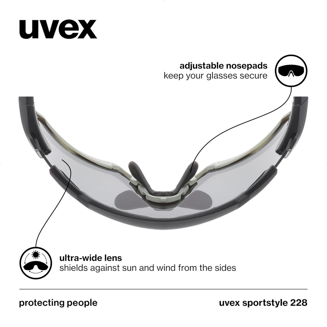 uvex Unisex Sportstyle 228 Sportbrille (1er Pack) Einheitsgrösse black sand mat/silver, Einheitsgrös