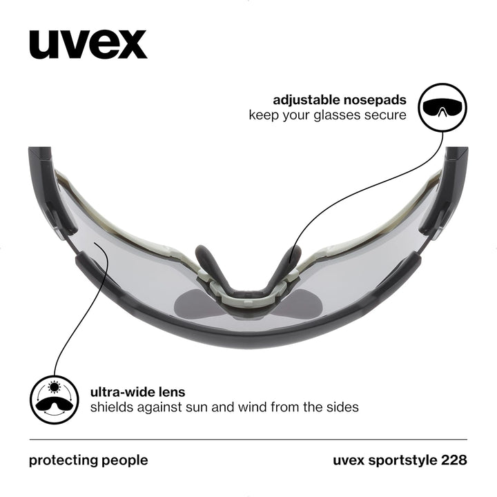 uvex Unisex Sportstyle 228 Sportbrille (1er Pack) Einheitsgrösse black sand mat/silver, Einheitsgrös