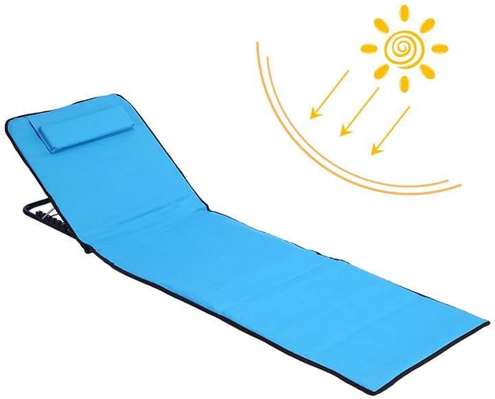 2 Pcs Strandmatte Mit Rückenlehne Liegematte - Gepolsterte Klappbare Strandmatte Mit Verstellbarer R