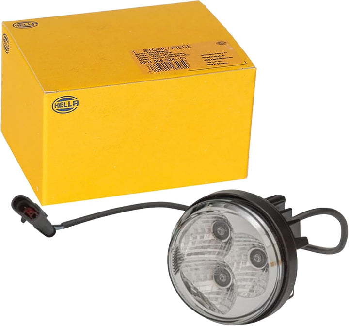 HELLA - LED-Tagfahrleuchte - 90mm - 24/12V - rund - Lichtscheibenfarbe: glasklar - LED-Lichtfarbe: w