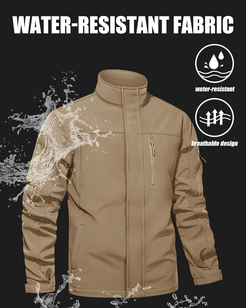 TACVASEN Herren Softshell Jacke Winddichte Outdoorjacke Übergangsjacke mit Reissverschlusstasche S K