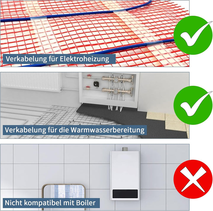 CNBINGO Smart Thermostat Unterputz mit Fühler, Digitaler Raumthermostat für Elektrische Heizung, kom