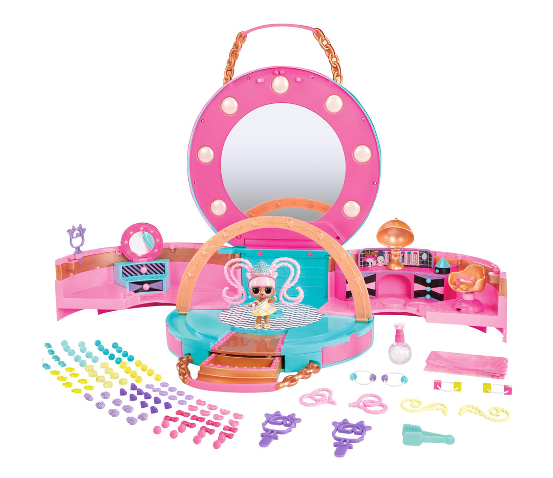 L.O.L. Surprise! Hair Beads Salon Spielset - Mit 1 Puppe und 100 Perlen sowie Haargummis, Spiegel un