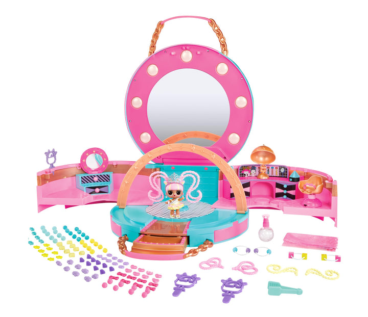 L.O.L. Surprise! Hair Beads Salon Spielset - Mit 1 Puppe und 100 Perlen sowie Haargummis, Spiegel un