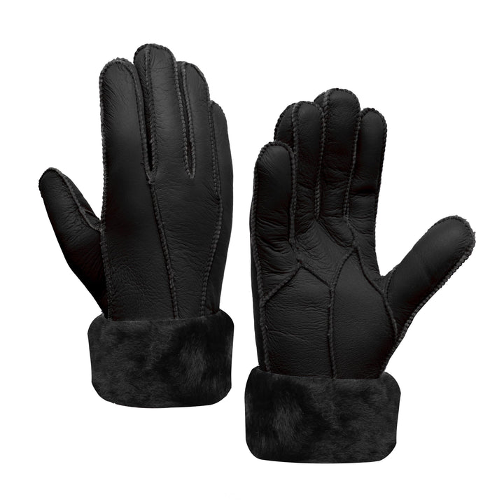MGGMOKAY Damen Lederhandschuhe Schaffell Handschuhe aus Shearling Warme Winterhandschuhe S Schwarz,
