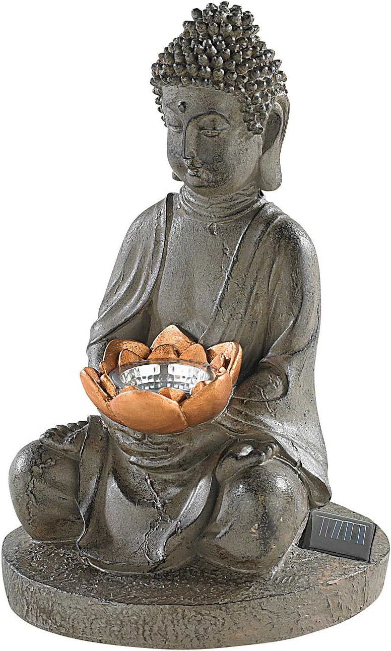 Lunartec Solar Figuren: Solar-LED Deko Lampe Buddha für Garten & Terrasse, 28 cm (Buddha Lampe Outdo