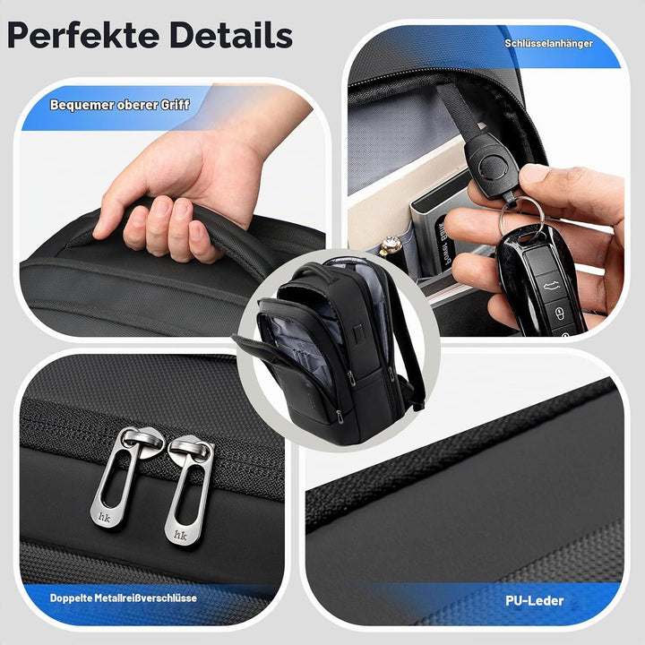 hk Business Laptop Rucksack Herren 16 Zoll Erweiterbarer 28L-40L Reiserucksack mit USB Ladeanschluss