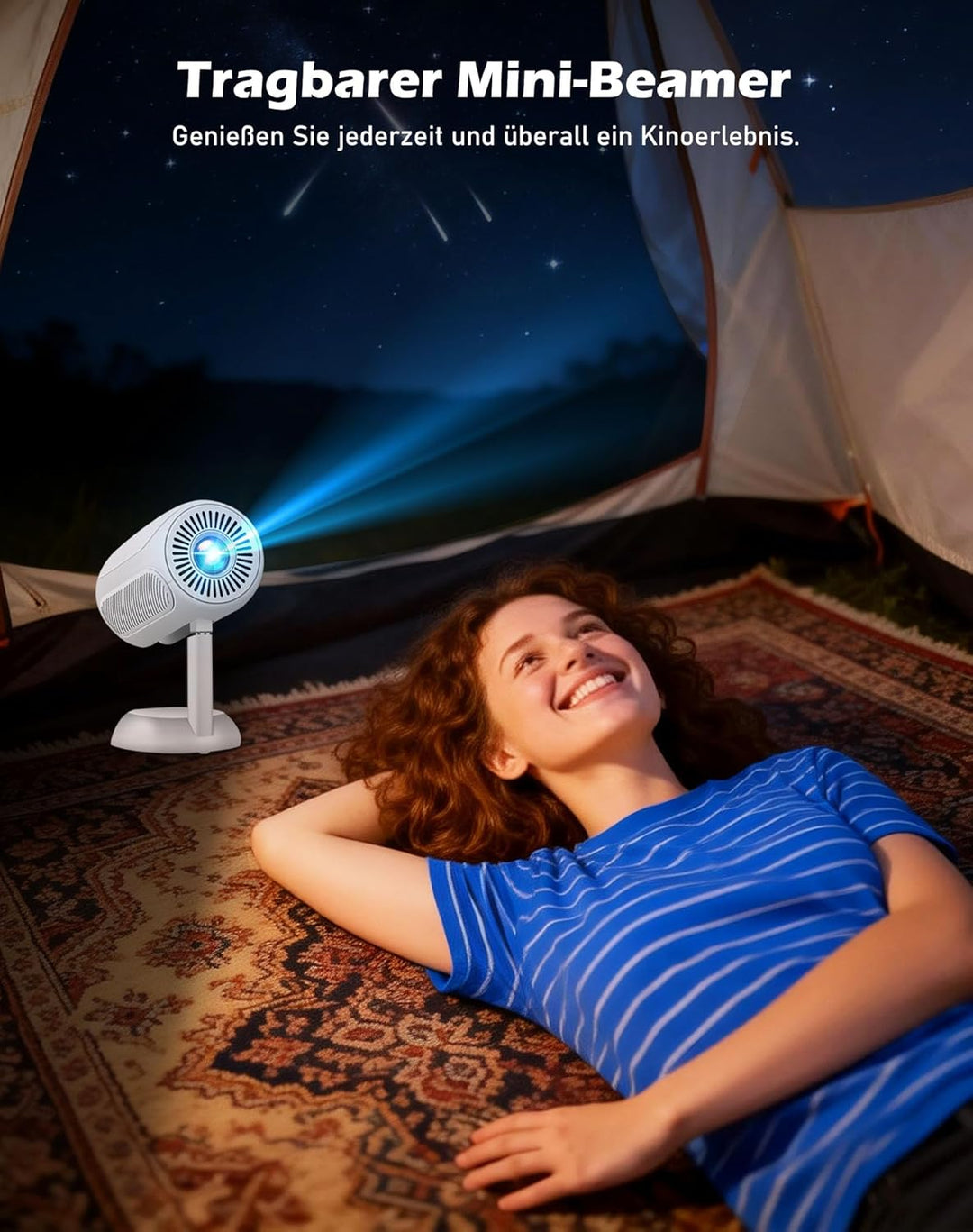 VGKE Mini Beamer mit Android-App, 3D TOF-Autofokus, Automatische Trapezkorrektur, 16000 Lumen Full H