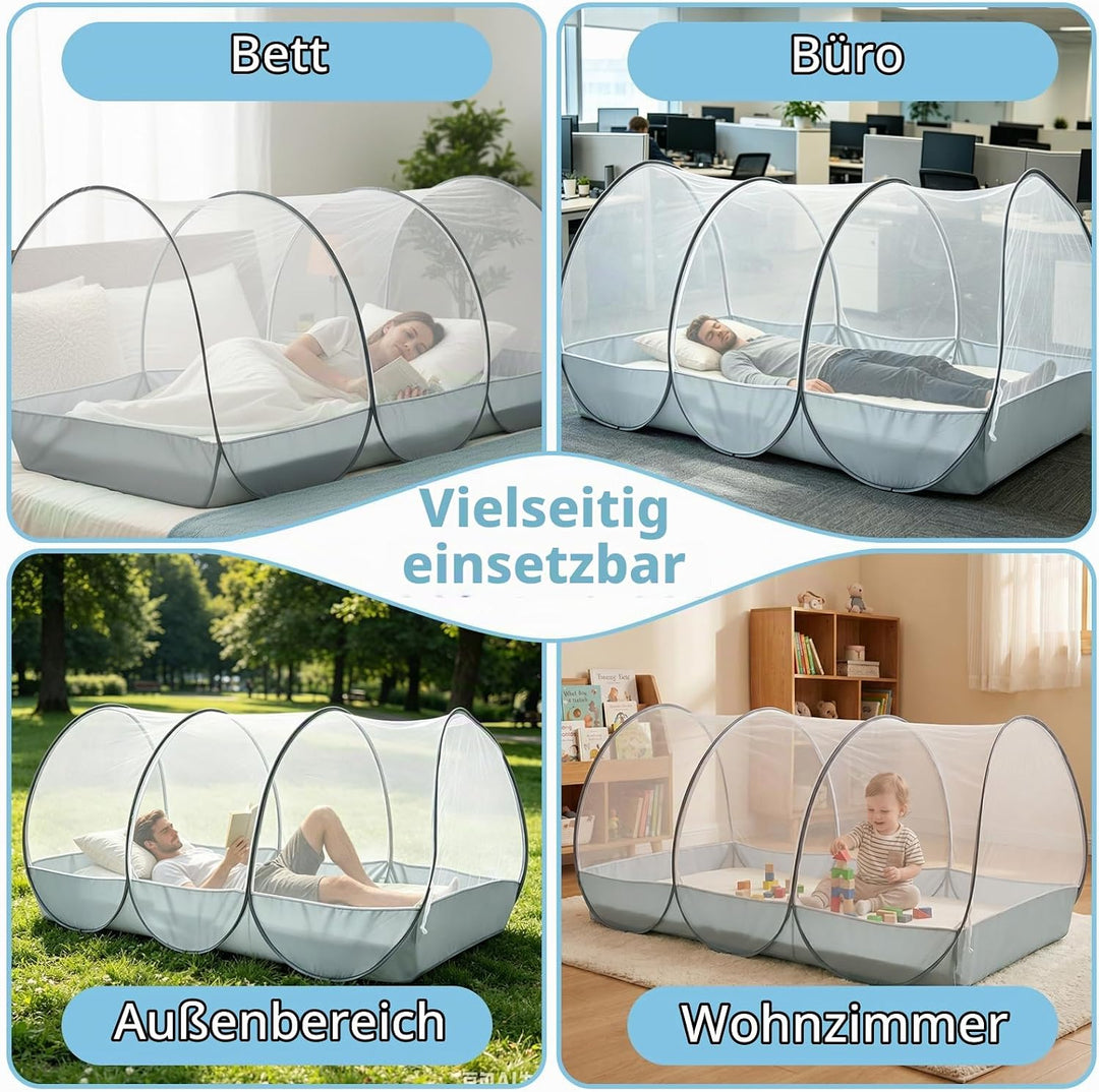Reise Moskitonetz Bett, Moskitonetz Pop Up 190x 90x 90cm, Faltbares Bettzelt mit Reissverschluss für