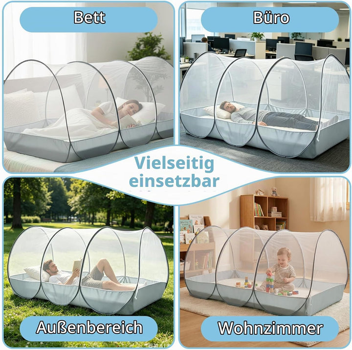 Reise Moskitonetz Bett, Moskitonetz Pop Up 190x 90x 90cm, Faltbares Bettzelt mit Reissverschluss für