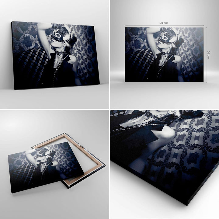 Bilder auf Leinwand Frau Karneval Maske Mode Leinwandbild 70x50cm Wandbilder Dekoration Wohnzimmer S