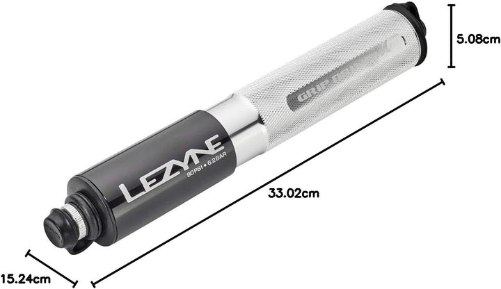 Lezyne Unisex-Adult Grip Drive Hv Minipumpe S 185mm silber, S 185mm silber