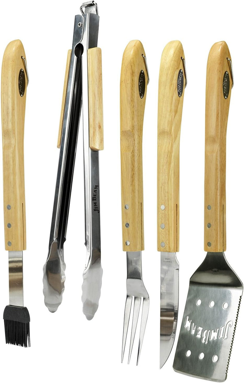 JIM BEAM Grillbesteck-Geschenkset/ Holzgriffe/ 5