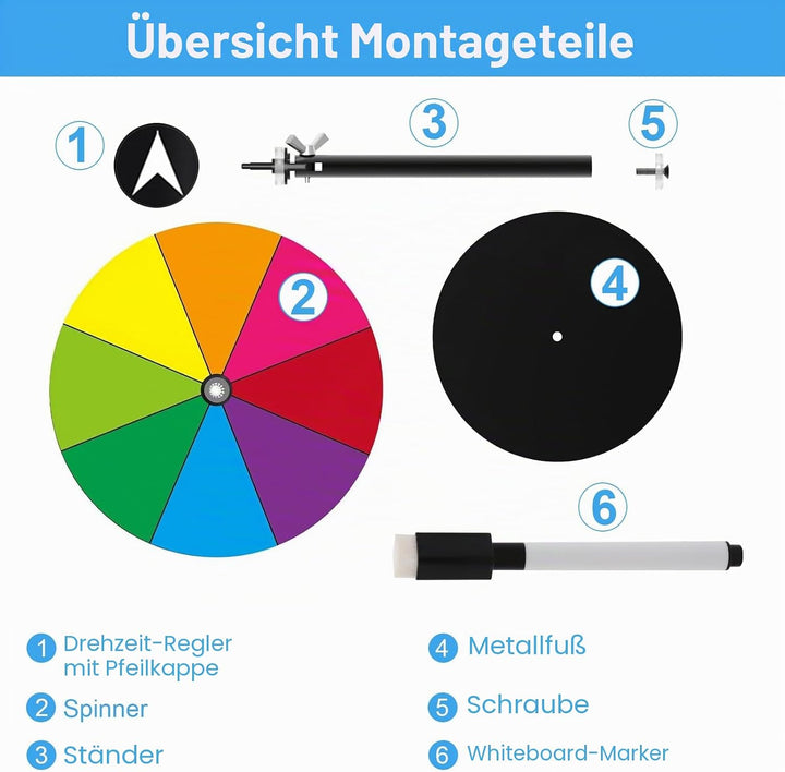 8 Zoll Metallwirbelräder - Drehbares Glücksrad für Partys, Spiele und Partys, Geburtstag Hochzeit Ka