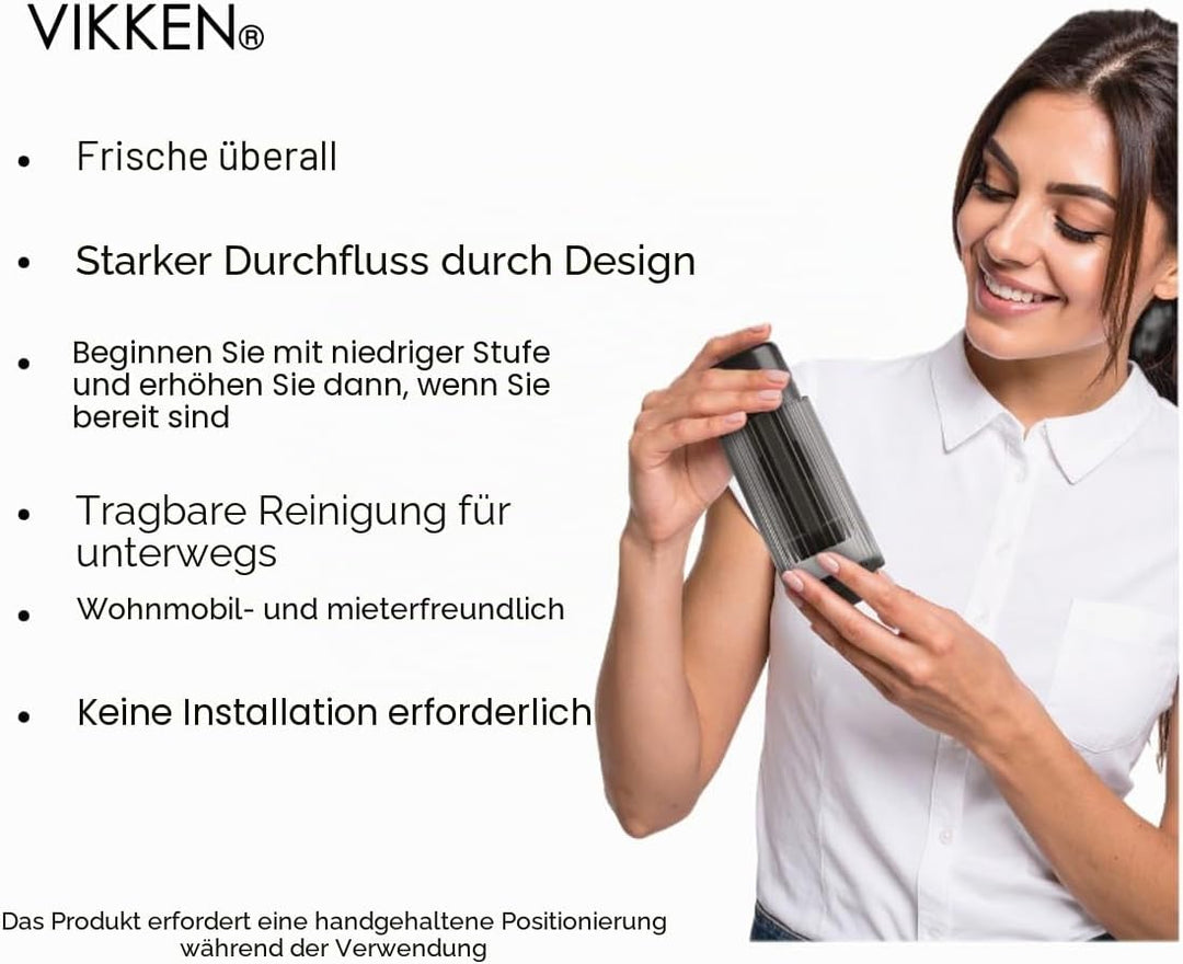 VIKKEN® Reise-Bidet, USB-Typ-C, elektrisch, wiederaufladbar, mobil, ultrastark, Wasserspray, persönl