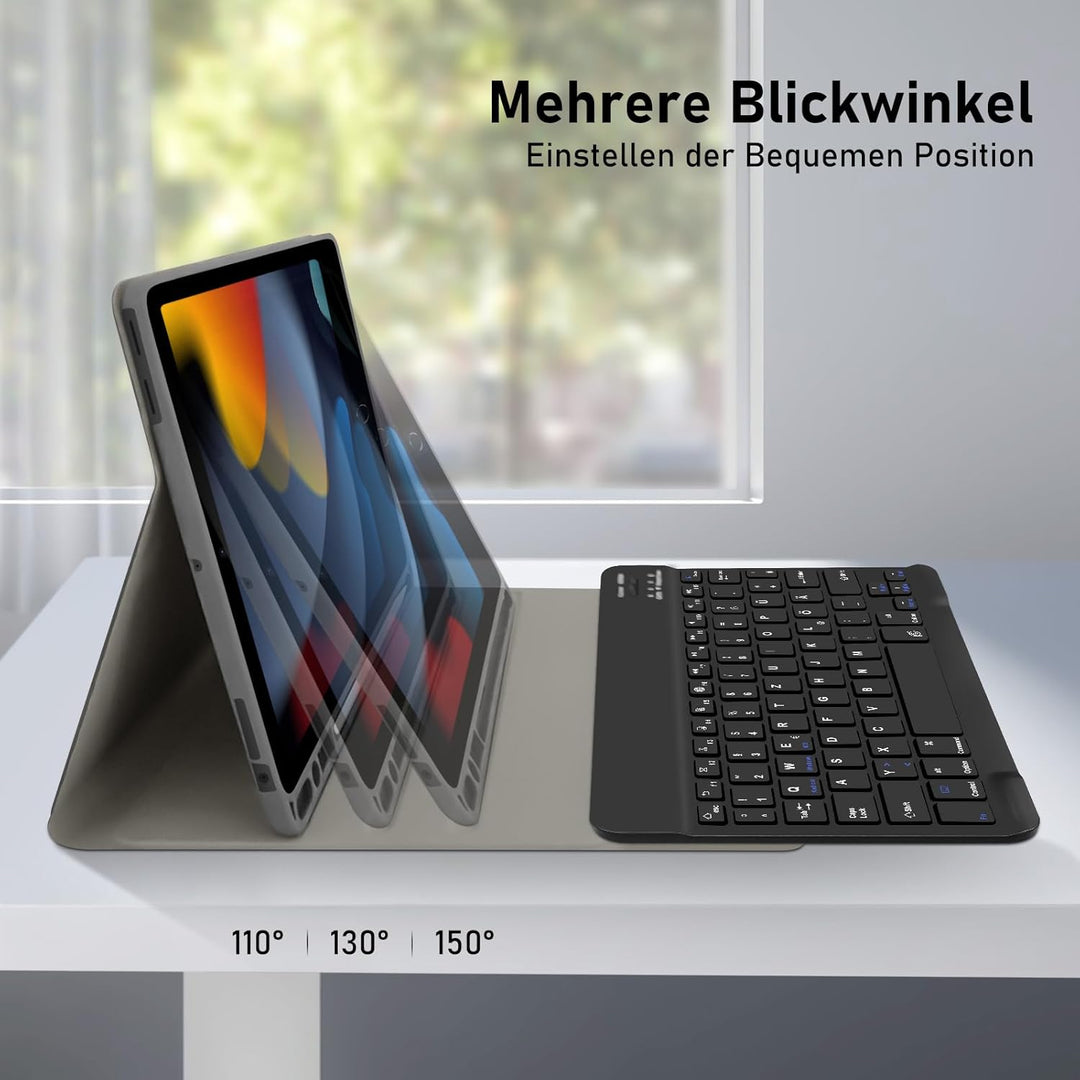 Hofsos Hülle mit Tastatur für IPad 10.2 Zoll 9/8/7 Generation (2021/2020/2019) - QWERTZ Layout Keybo