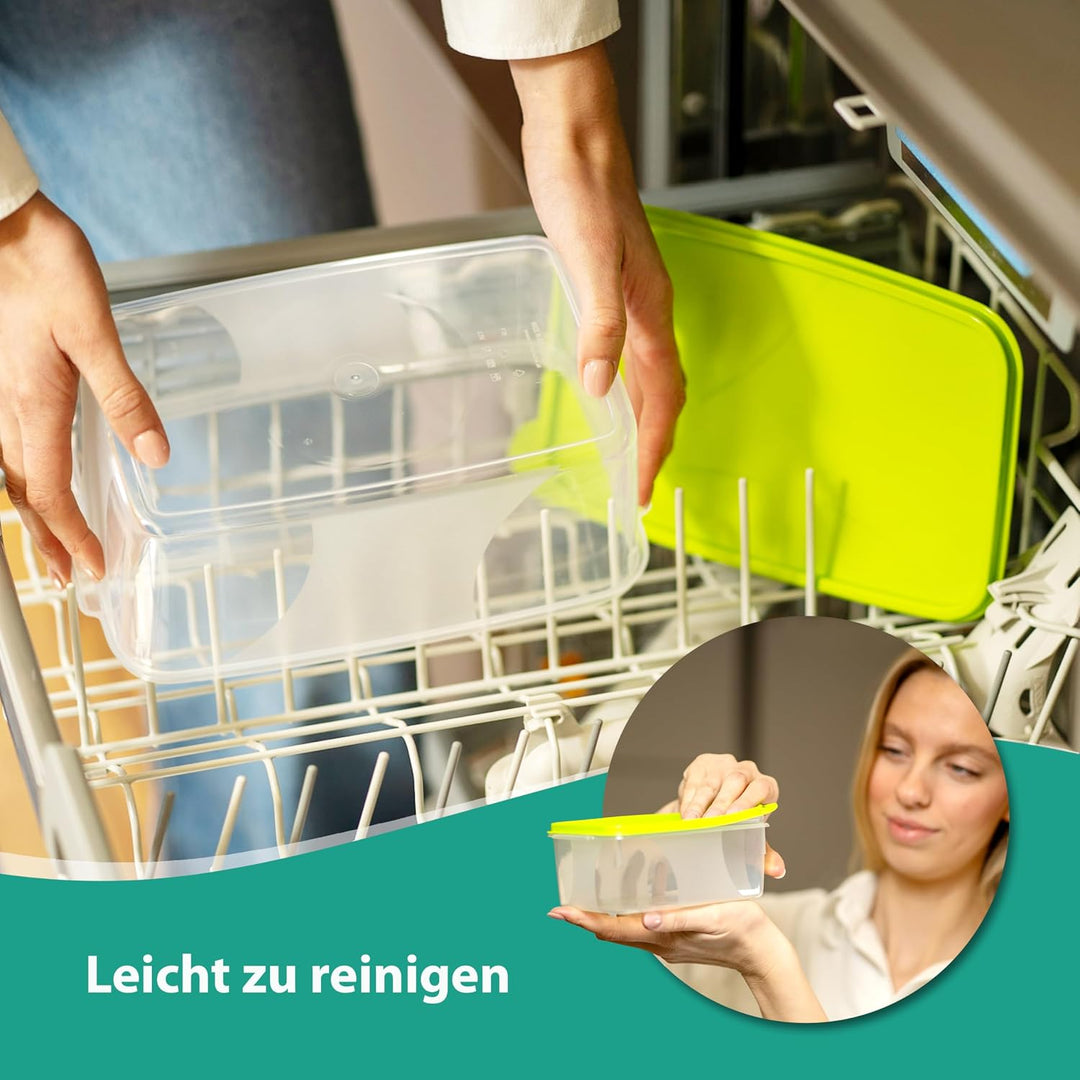 MiraHome Gefrierdosen 6x2L rechteckig grün – Vorratsdosen mit Deckel luftdicht – Transparente Frisch