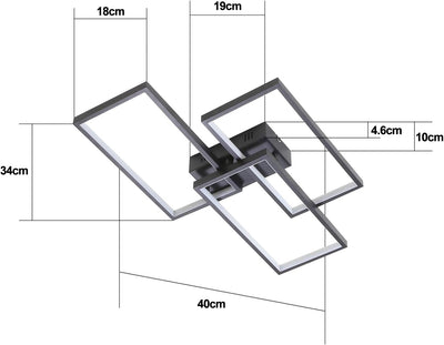 CBJKTX Deckenlampe LED Deckenleuchte Wohnzimmer Schwarze Dimmbar mit Fernbedienung Wohnzimmerlampe 6