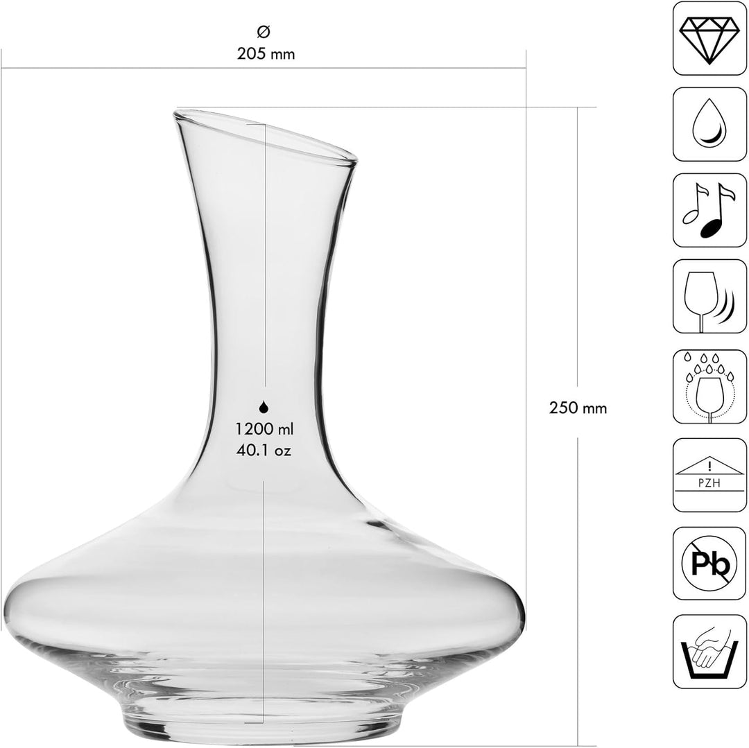 Krosno Essence Weindekanter, 1200 ml, Handgefertigtes Glas, Elegantes und Funktionales Design, Perfe