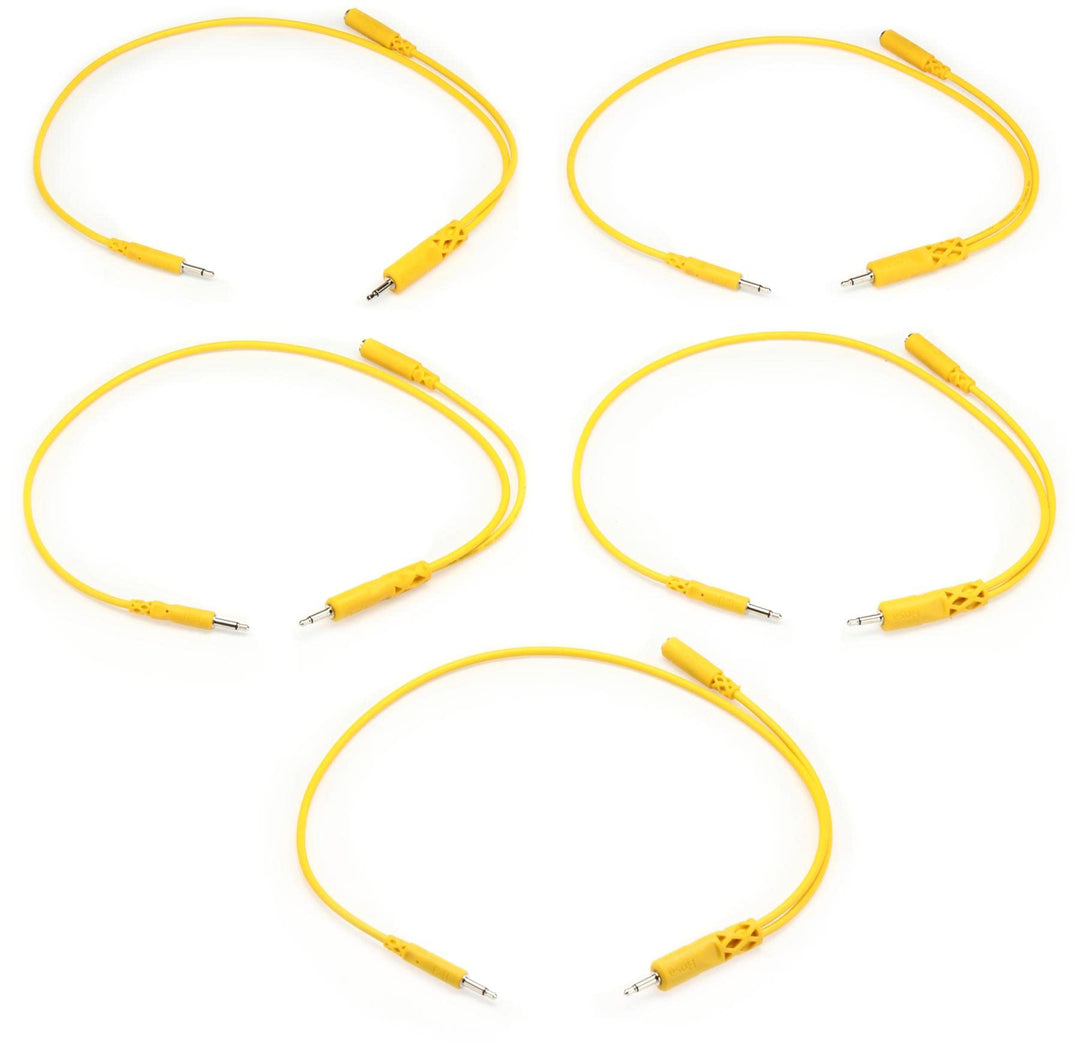 HOSA CMM-545Y - Hopscotch Patch Cables, 3.5 mm TS with 3.5 mm TSF Pigtail to 3.5 mm TS, 5 pc, 1.5 ft