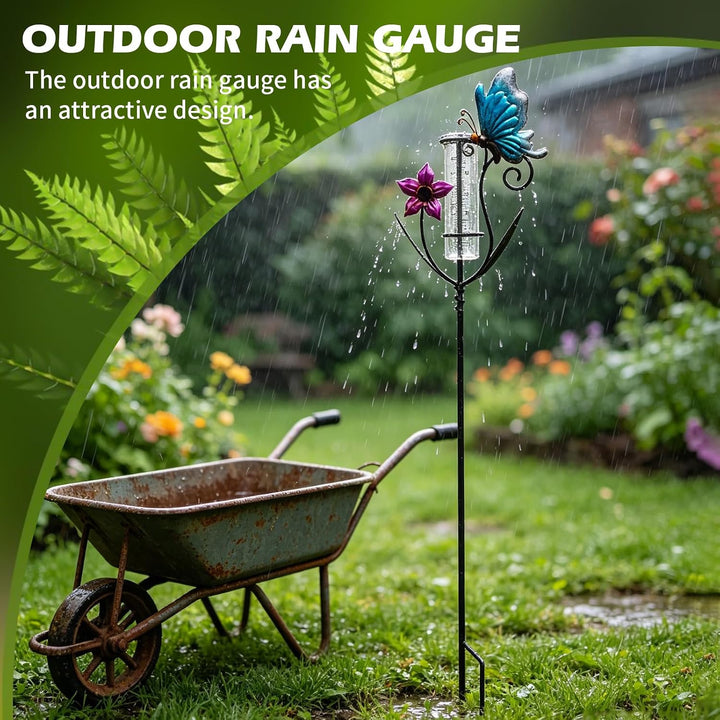 Regenmesser für Garten, Gartendekoration Regenmesser Glasregenwasserzähler, Gartenstecker Elf Stehen