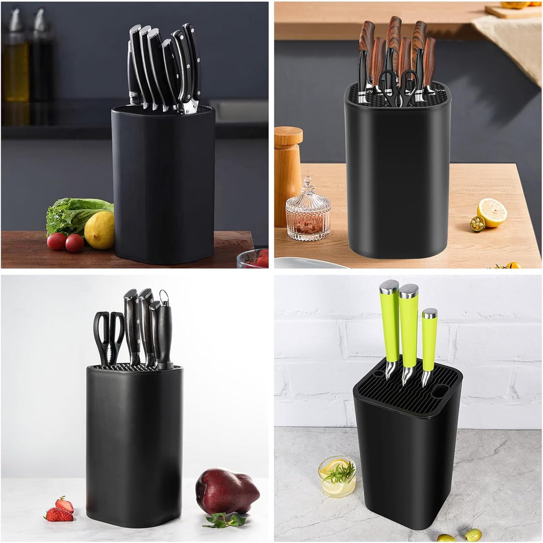 Messerblock Ohne Messer Schwarz Knife Holder, Universal Küchenmesser Block mit 21 Schlitzen und Abfl