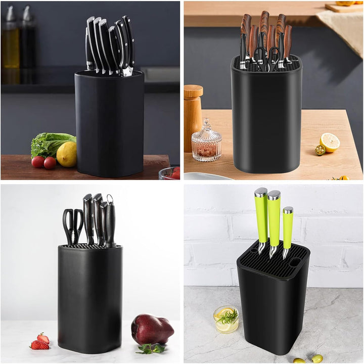 Messerblock Ohne Messer Schwarz Knife Holder, Universal Küchenmesser Block mit 21 Schlitzen und Abfl