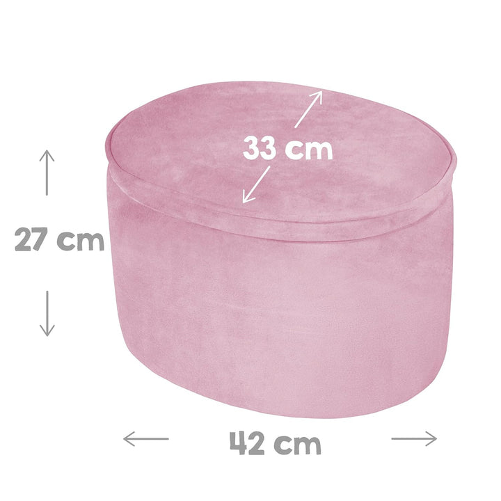 roba Kinderhocker Lil Sofa mit Stauraum - Ovaler Hocker in rosa Samtstoff - Polstermöbel Pouf für Ki