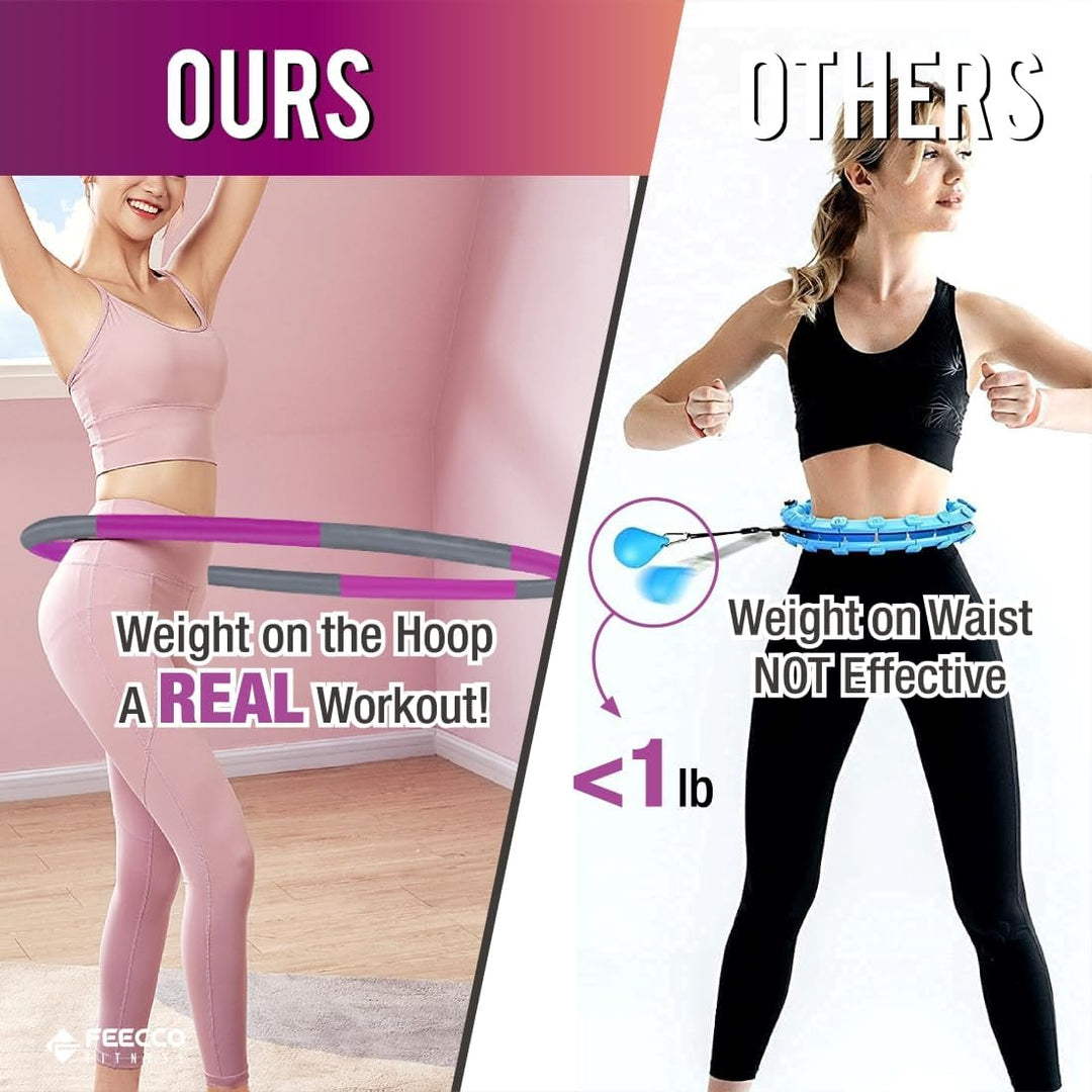 FEECCO Hula Hoop Reifen Erwachsene - hullahub Reifen zum Abnehmen 1kg - Lila, 1kg - Lila